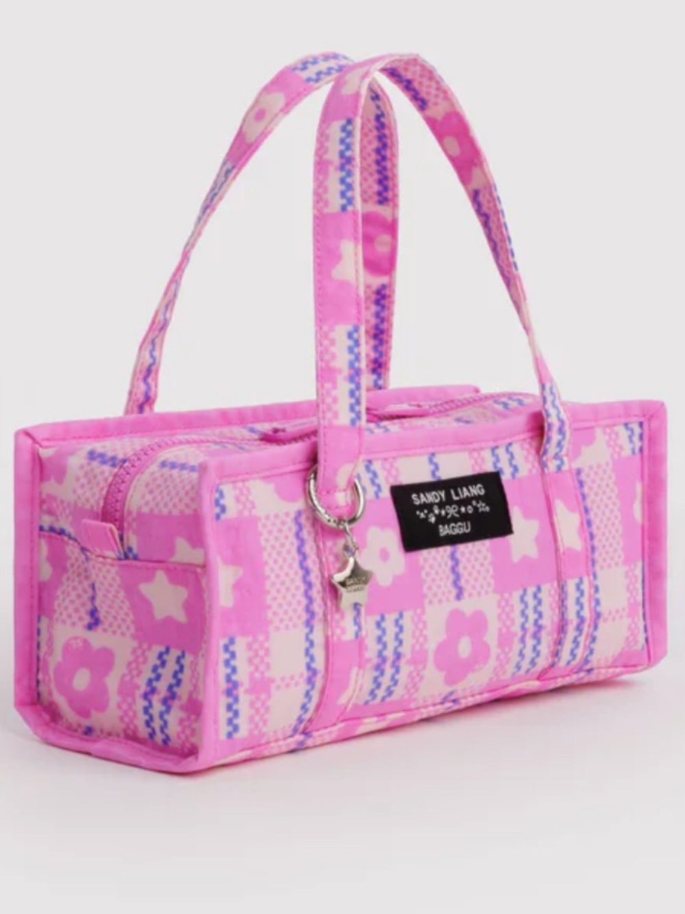 BAGGU Pink Floral Plaid Mini Tote